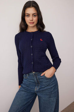 Lacivert At Nak?sl? Sac Orgu Ince Triko H?rka TWOAW26HI00289 - Trendyolmilla фото 2