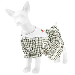 Пэт тойс (Pet toys) Одежда для собаки Платье с вышивкой, с кружевом, на кнопках р-р 2XL, длина спинки 40см/обхват груди 46см/обхват шеи 34см, цвет-хаки, 100% полиэстер (Китай) - Домашняя мода фото 4