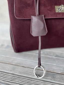Женская замшевая сумка-портфель 8399 Бордовый - Sergio valentini фото 3