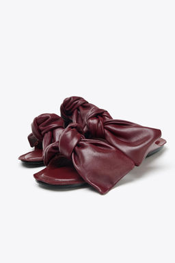 LEATHER BOW SANDALS - Zara фото 3