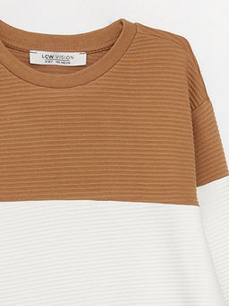 Bisiklet Yaka Renk Bloklu Uzun Kollu Erkek ?ocuk Sweatshirt - Waikiki фото 2