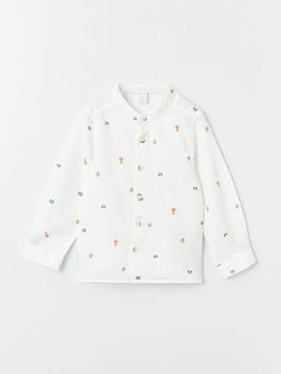 Hakim Yaka Uzun Kollu Desenli Gabardin Erkek Bebek G?mlek