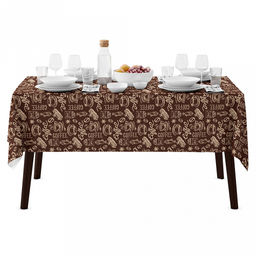 Скатерть 150х145см "Эспрессо, вид 1", длина стола до 110см, на 4 персоны, рогожка (хлопок 100%) 171г/м2, упаковка классическая, пакет ПВХ 28х41см, "Домашняя мода" (Россия)