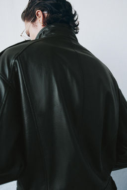 ZW COLLECTION LIMITED EDITION LEATHER BOMBER JACKET - Zara фото 4