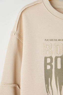 Bej*001 Erkek Cocuk Pamuklu Slogan Bask?l? Kapusonlu Regular Orme Sweatshirt TKDAW26SW00018 - Trendyolmilla фото 2