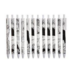 Цена за 12 шт. Ручка гелевая автоматическая чёрная Комикс-аниме МИКС