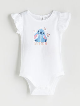 Bisiklet Yaka Stitch Bask?l? K?z Bebek ??t??tl? Bodysuit