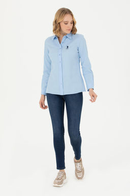 Женская синяя базовая рубашка с длинным рукавом Неожиданная скидка в корзине - U.s. polo assn фото 4