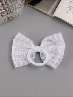 Цена за 6 шт. Бант для волос на резинке «Бантик», хрусталь клетка, 9 см, белый