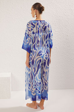 TRENDYOLMILLA Leopar Desenli Maxi Dokuma Baglamal? Sifon Plaj Elbisesi TBESS25EL00006 фото 14