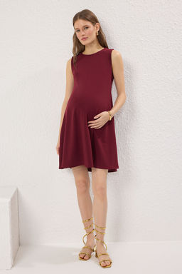 Bordo S?f?r Kol Bisiklet Yaka A-line/Can Ac?lan Mini Orme Elbise TWOSS25EL00695 - Trendyolmilla фото 5