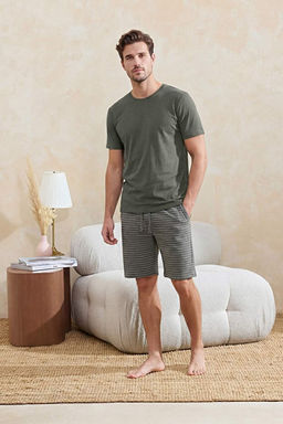 Haki Regular/Normal Kesim Alt _izgili _rme Pijama Tak_m_ TMNSS26PT00036