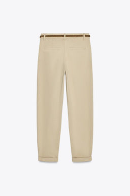 CHINO TROUSERS WITH BRAIDED BELT - Zara фото 14