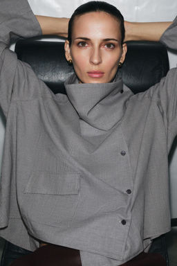 OVERSIZE CHECK SHIRT WITH FLAP POCKET ZW COLLECTION - Zara фото 13