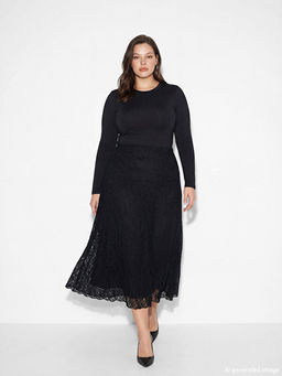 Beli Lastikli Dantelli Etek