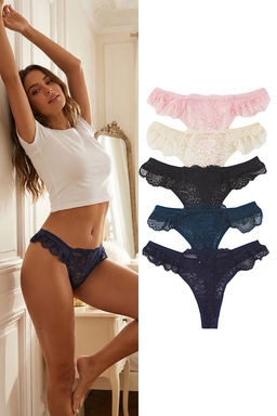 Trendyolmilla Cok Renkli 5li Paket Tul Dantel Detayl? Tanga Orme Kulot THMSS25KU00037  фото 9