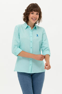 U. S. Polo Assn Женская мятная базовая рубашка с длинным рукавом