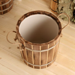 Запарник - ведро для бани и сауны «Добрыня», 10 л, липа, пластиковая вставка, «Добропаровъ»