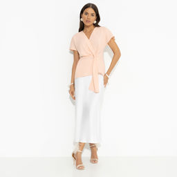 Блуза с декоративной драпировкой, Откройся желаниям (оранжевая) - Charutti фото 4