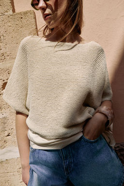 TOP COMBINADO PUNTO NUDO / Beige claro