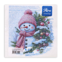 Цена за 2 шт. Салфетки новогодние бумажные Милый снеговик, 3 слоя, 33?33, 20 шт.