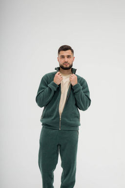 517 Костюм мужской на молнии, флис, темно-зеленый - Knitka wear фото 5
