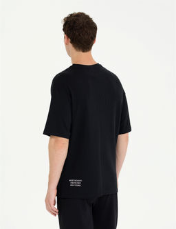 Siyah Regular Fit Bisiklet Yaka Ti__rt
