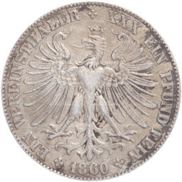 Монета 1 союзный талер 1860 года Франкфурт