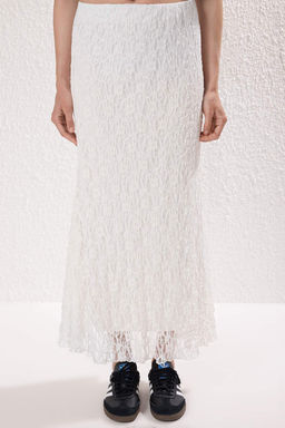 TRENDYOLMILLA Siyah Skater Dantel Midi Esnek Orme Etek TWOSS25ET00149  фото 3