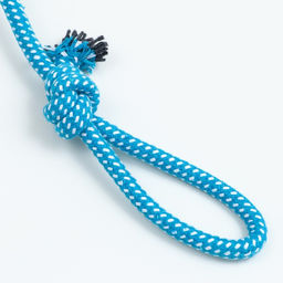 Игрушка канатная плетеная с ручкой, до 40 см, 90 г, синяя/жёлтая/белая - Пижон фото 3