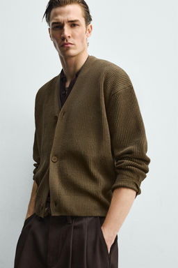 TEXTURED RELAXED FIT CARDIGAN - Zara фото 14