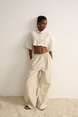 Брюки на резинке изо льна