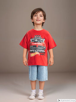 Bisiklet Yaka K?sa Kollu Hot Wheels Bask?l? Erkek Bebek Ti??rt - Waikiki фото 5