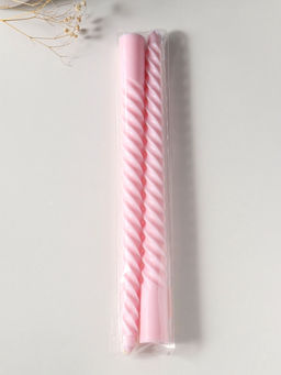 Цена за 2 шт. Свеча витая 25 см (набор 2 шт) 57 гр, 5 ч, цв. пастельно-розовый