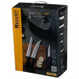 Набор ножей Linea Tallone 6 предметов, нержавеющая сталь с двухсторонней заточкой, ручка из полипропилена с покрытием soft-touch, на подставке, черный, в цветной коробке, Regent (Китай) - Домашняя мода фото 4