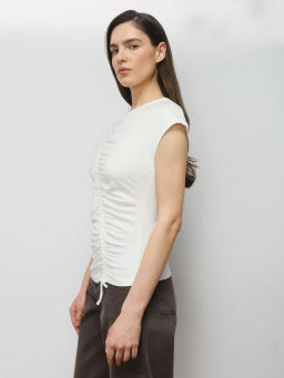 Футболка с драпировкой из вискозы / Zarina фото 5