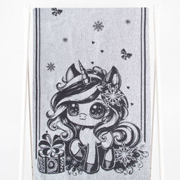 Полотенце махровое 6с102.411ж1 Аниме-единорог (графит5) 67х150см