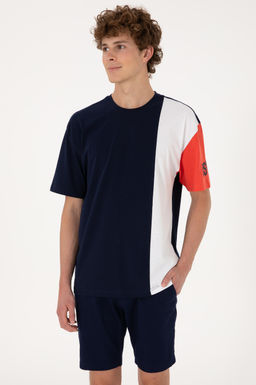 Erkek Comfort Fit Bisiklet Yaka Lacivert Ti__rt Sepette S_rpriz _ndirim