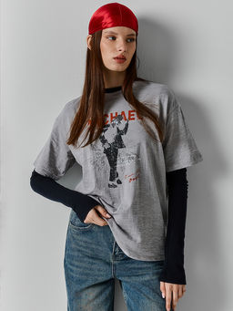 Футболка свободного силуэта женская серая - Mark formelle фото 4