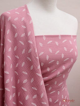 Муслин двухслойный с эф.жатости Листочки цв.винтажная роза, ш.1.42м, хлопок-100%, 120гр/м.кв - Купава фото 2