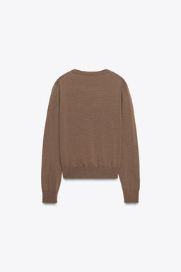 100% WOOL PLAIN KNIT SWEATER - Zara фото 6