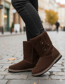 Полусапоги женские на войлочной подошве. Т.коричневые. Замша. Подклад овчина. - Roshva фото 9