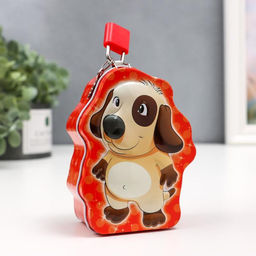 Копилка металл "Пёсик" с замком и ключиком МИКС 10,5х8х4,5 см