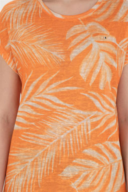 Женская оранжевая футболка с круглым вырезом - U.s. polo assn фото 6