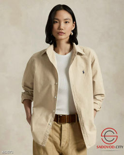 Джинсовая рубашка однотонная