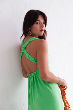 Платье с перекрещенными бретелями салатовое - Martichelli фото 4