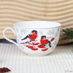 Чашка чайная 270 мл тонкостенный / LY-2502 /уп 18/72/ Снегири