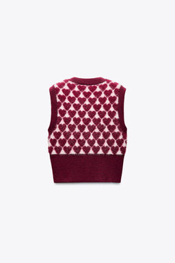 JACQUARD KNIT VEST WITH HEARTS - Zara фото 2