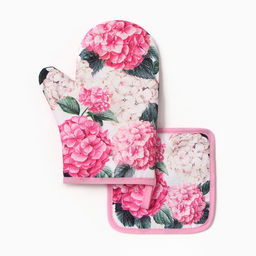 Набор кухонный Гортензия варежка-прихватка 20?27 см, прихватка 17?17 см 100% п/э