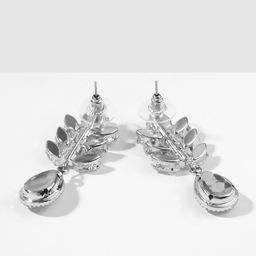 Серьги со стразами Эдем гроздь с каплей, цвет бело-розовый в серебре - Queen fair фото 2